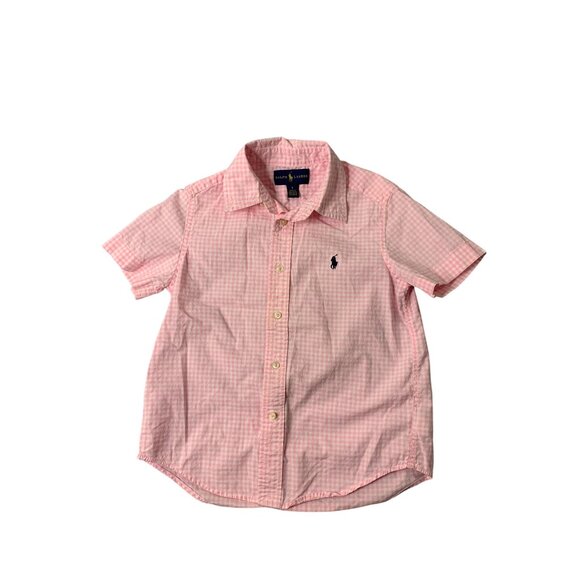 Ralph Lauren Other - Ralph Lauren Boys Size 5 Button Up Pink Gingham Shirt Top Blue Tag and  HOrseman